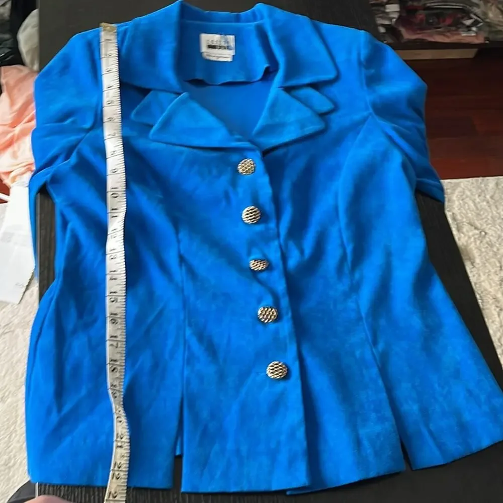 Vintage Leslie Fay Stunning Blue Blue Women's Skirt Set/Dress Suit - Picture 7 of 12